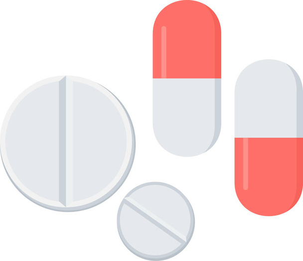 φάρμακο φάρμακα εικονίδιο φαρμακευτική αγωγή σε επίπεδη στυλ - Διάνυσμα, εικόνα