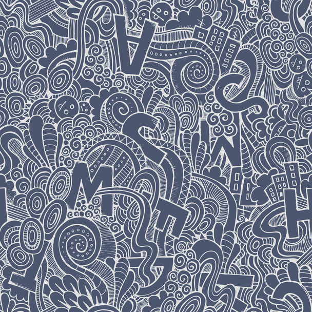 Letters abstract decorative doodles seamless pattern. - Vector, Image