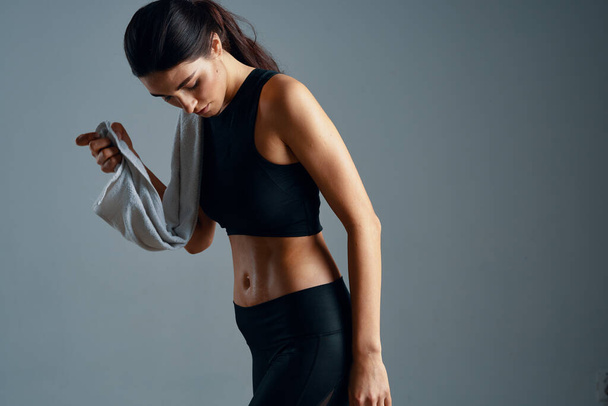 athletic slim woman workout motivation gym - Photo, image