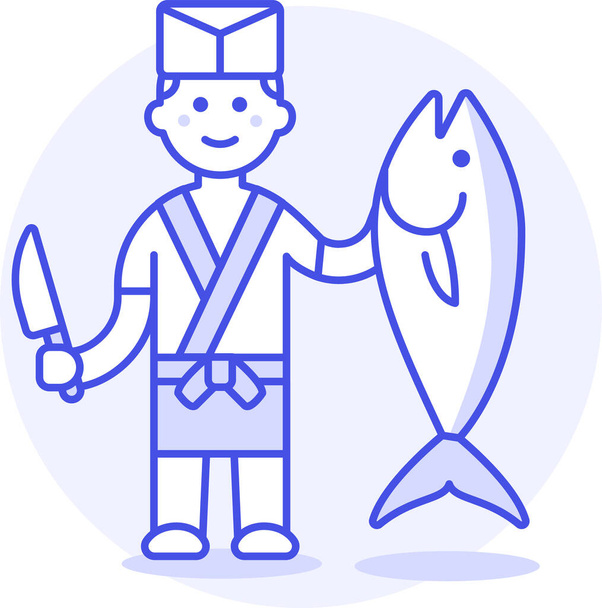 アジアの魚料理アイコン-飲食部門 - ベクター画像