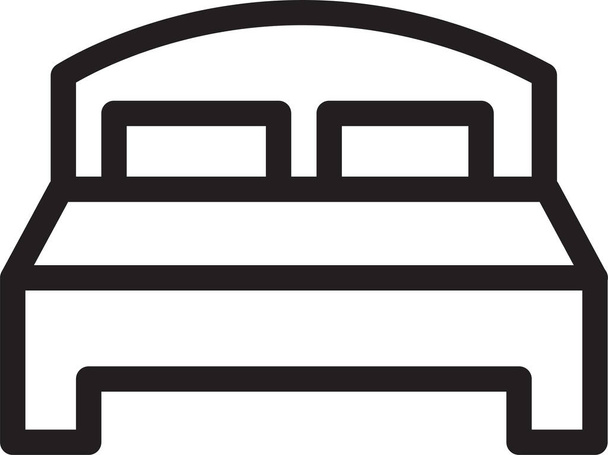 cama doble dormitorio icono en estilo de esquema - Vector, imagen