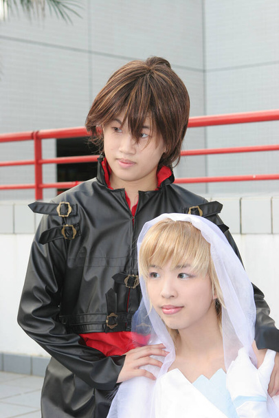  Ιαπωνικά anime χαρακτήρα cosplay θέτουν σε Anime Event 10 Ιούλιος 2005 - Φωτογραφία, εικόνα