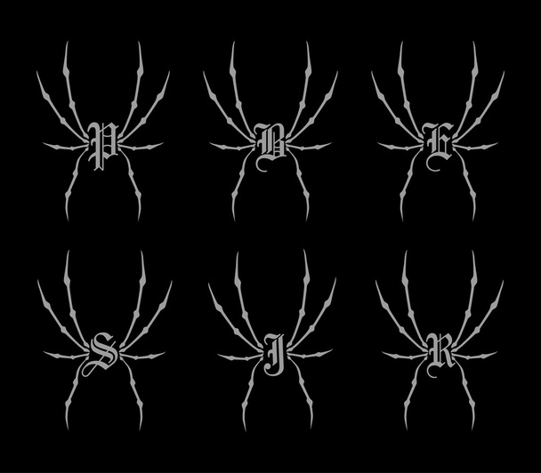 Spinnennetz mit Buchstaben innen - Vektor, Bild