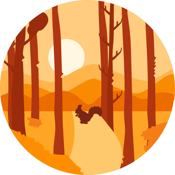 autumn evening nature icon in flat style - Vector, Image