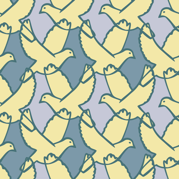 Cute seamless colorful vector pattern illustration colorful design of cartoon birds - Vektör, Görsel
