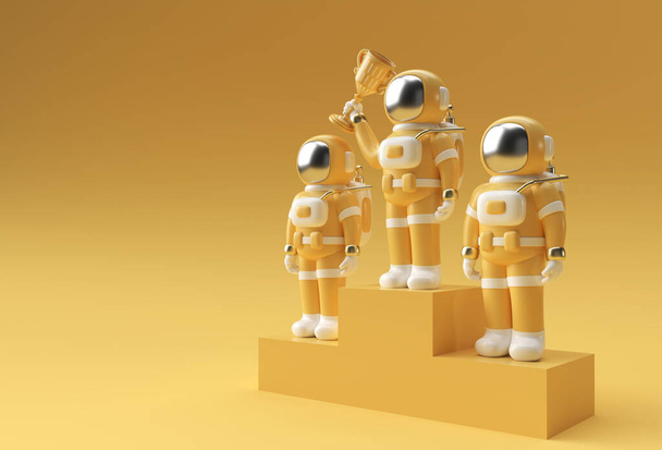 Onnistunut astronautti sai ensimmäisen palkinnon 3D-renderöinti. - Valokuva, kuva