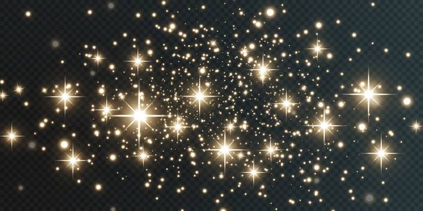 Bokeh licht licht effect achtergrond. Kerst achtergrond van glanzend stof Kerstmis gloeiende bokeh confetti en vonk overlay textuur voor uw ontwerp. - Vector, afbeelding