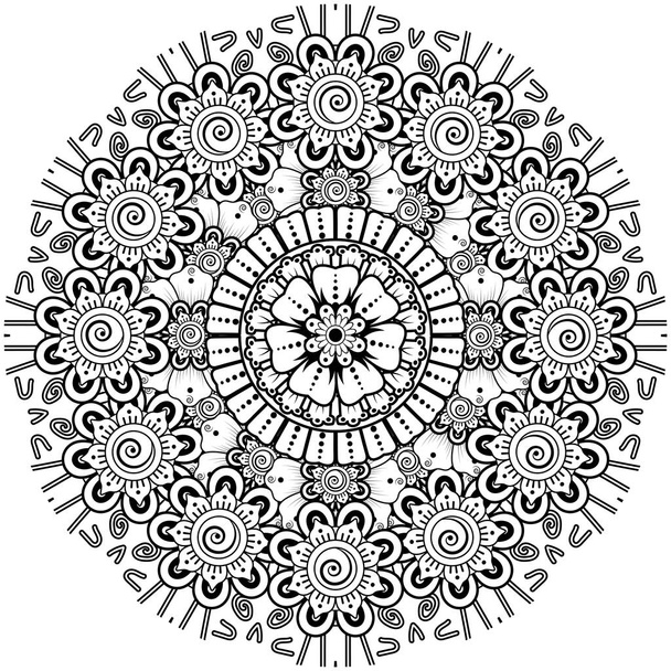 декоративный орнамент из цветка mehndi в этническом восточном стиле, орнамент каракули, ручная ничья. - Вектор,изображение