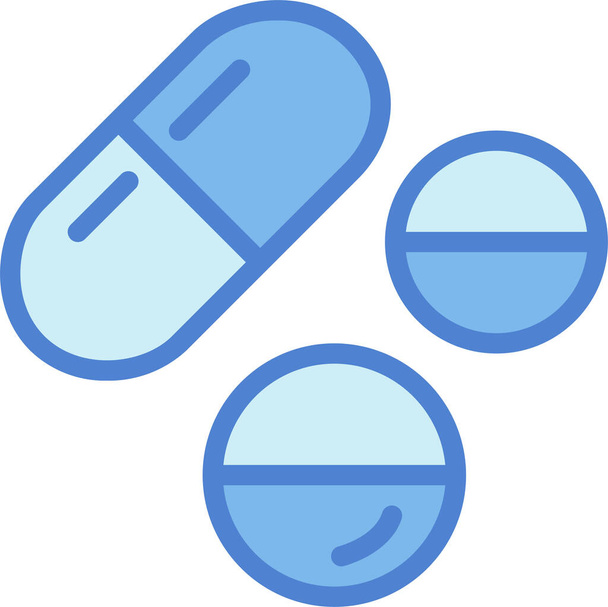 иконка с лекарствами для лечения антибиотиками в стиле заполненного плана - Вектор,изображение