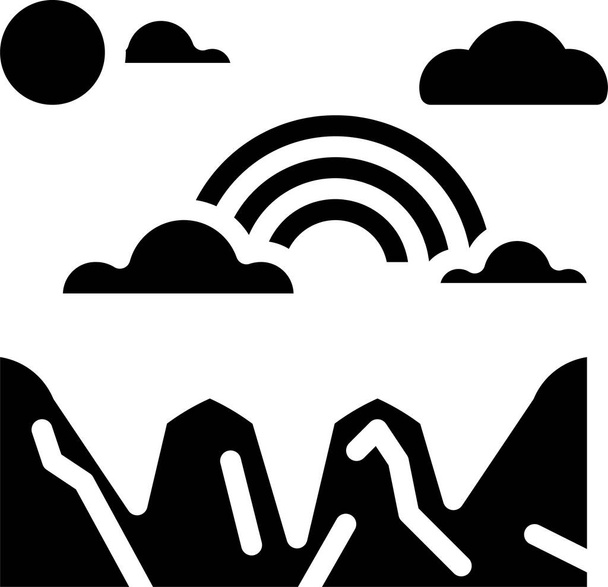 ατμοσφαιρικά σύννεφα ουράνιο τόξο εικονίδιο σε στερεό στυλ - Διάνυσμα, εικόνα