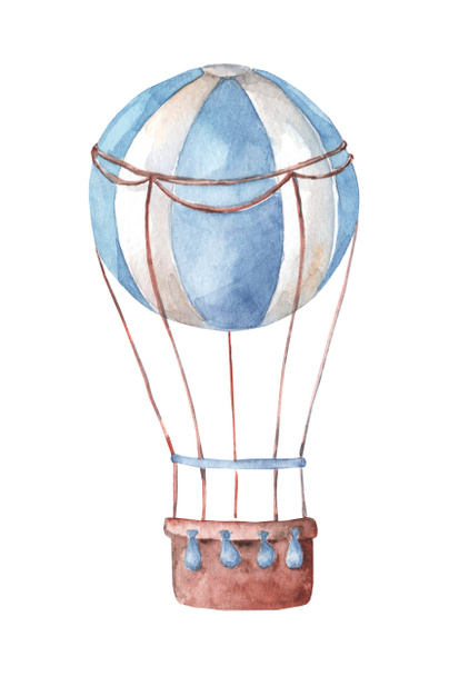 bola azul colorido, decoración, niños ilustración sobre un fondo blanco. acuarela. Ilustraciones manuales sobre fondo blanco - Foto, Imagen