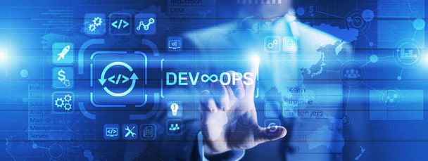 DevOps Agile Development Concept on virtual screen - Фото, изображение