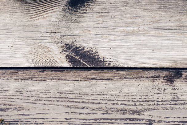 Closeup of two white grunge wooden planks. Wooden background and texture concept. - Foto, imagen