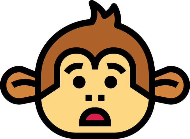 singe animal mammifère icône dans le style de contour rempli - Vecteur, image