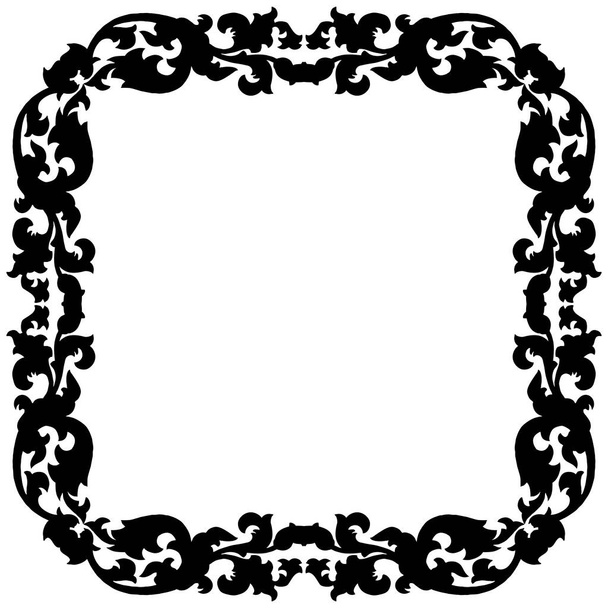 Decorative border insignia icon  illustration graphic design, black decorative frame isolated on white background  - Photo, Image