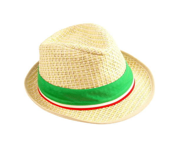 Szép szalma kalap elszigetelt fehér háttér - Fotó, kép
