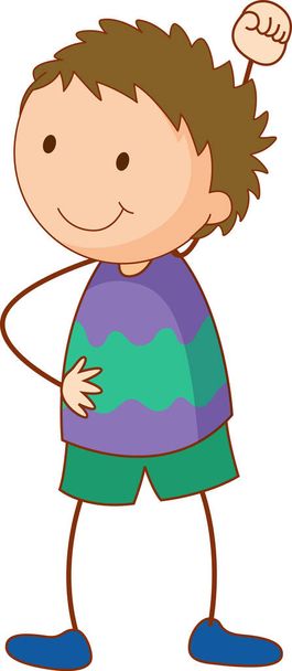 Cute boy cartoon character in hand drawn doodle style isolated illustration - ベクター画像