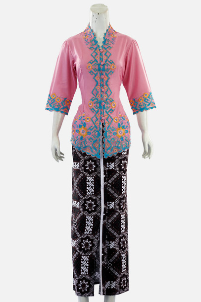 Women's classic kebaya with a long batik-patterned skirt can show authentic beauty in Indonesian women. - Photo, Image