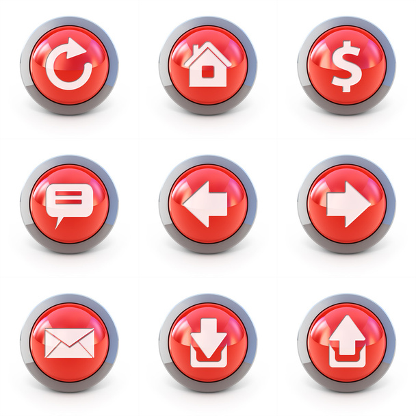 High detailed Set of web interface 3d buttons isolated on white - 写真・画像
