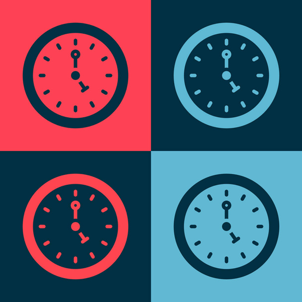 Pop art Zegar ikona izolowane na tle koloru. Symbol czasu. Wektor - Wektor, obraz