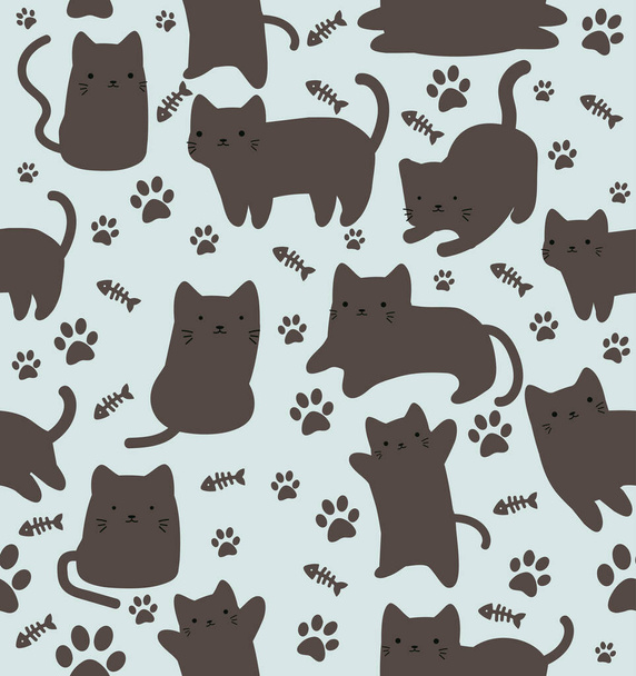 cartoon cats  doodle in diferent style seamless pattern - Vector, imagen