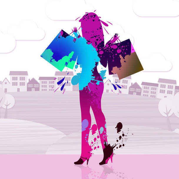 žena shopper označuje obchodní aktivity a nákup - Fotografie, Obrázek