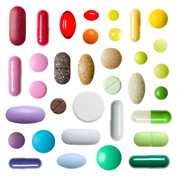 colorful pills isolated on white background - Photo, Image