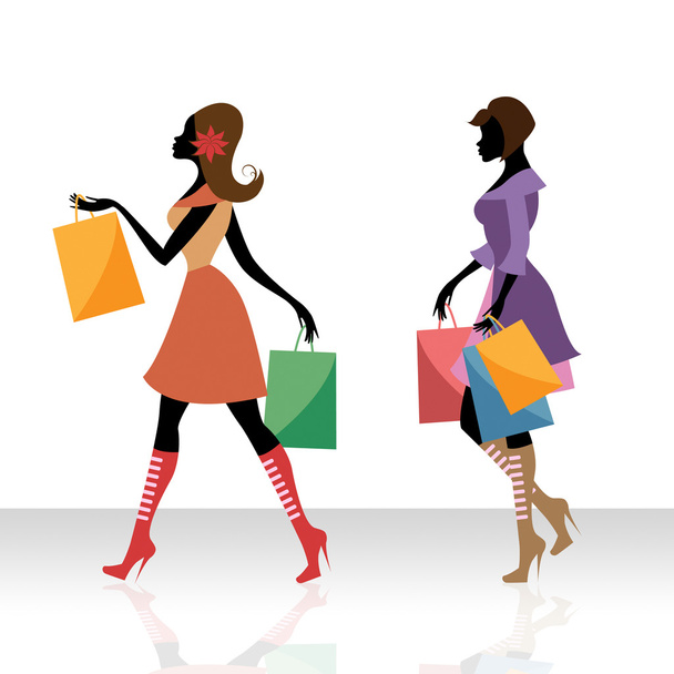 Women Shopping Indicates Retail Sales And Adult - Valokuva, kuva