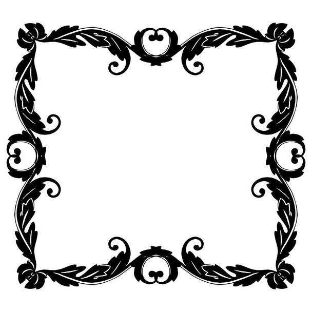 Винтажная барочная рамка, декоративный орнамент, ретро-узор, черная рамка на белом фоне.  - Фото, изображение