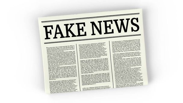 Notícias falsas - manchete de notícias falsas. Impressão de jornal de mídia Hoax. Renderização 3D - Foto, Imagem