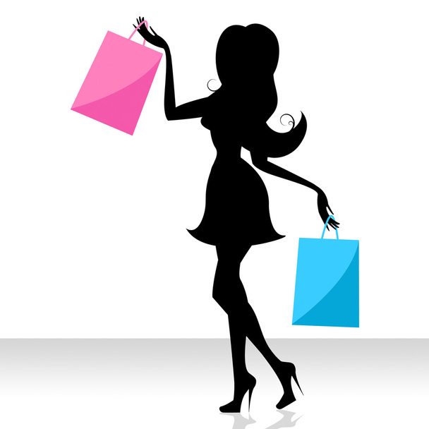 ショッピング女性は商業活動の大人を意味します - 写真・画像