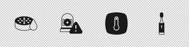 Set Water sensor, Ringing alarm bell, Thermostat and Electric toothbrush icon. Vector - Vector, Image
