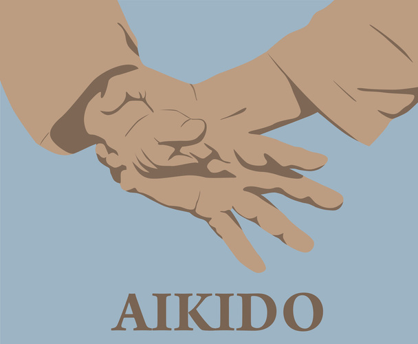 Illustration, Erfassen von Händen im Aikido - Vektor, Bild