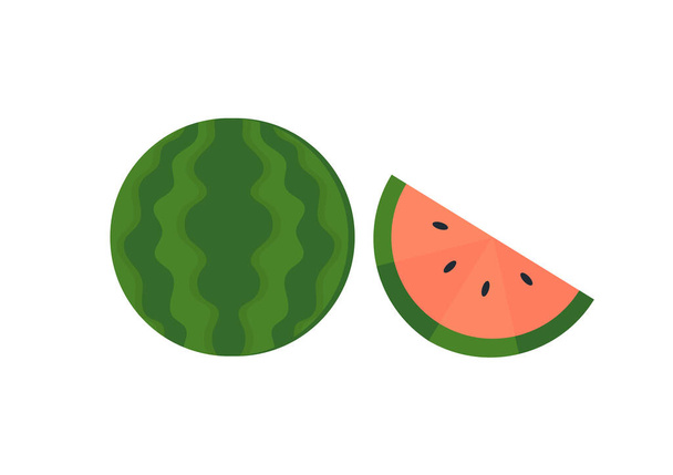 sladké a čerstvé melounové ilustrace se směsí světle zelené a tmavě zelené, červené a růžové - Vektor, obrázek