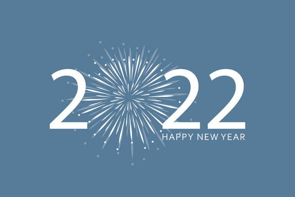 λευκό ευτυχισμένο το νέο έτος 2022 τυπογραφία με πυροτεχνήματα - Διάνυσμα, εικόνα