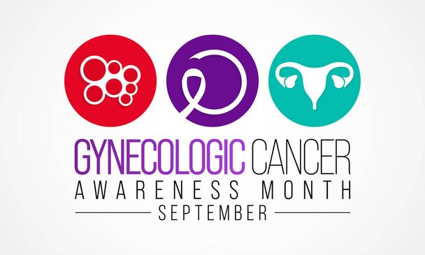 Nőgyógyászati rák tudatosság hónap figyelhető meg minden évben szeptemberben, kezdődik a különböző helyeken a női medence, amely a terület alatt a gyomor és a csípőcsontok között. Vektor  - Vektor, kép