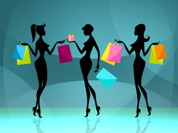 Mujer Shopper significa ventas al por menor y adulto
 - Foto, imagen