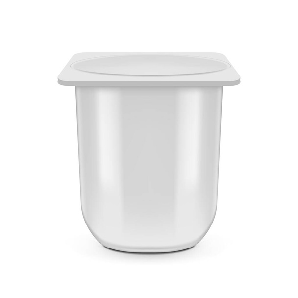 3D White Plastic Yoghurt Jar With Foil Cover - Vettoriali, immagini