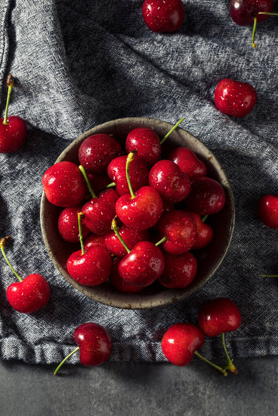 Healthy Organic Red Cherries in a Bowl to Eat - Photo, image