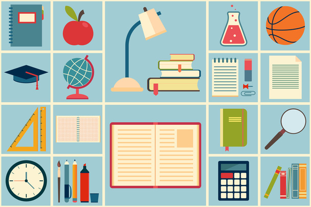 School and education icons set - Vector, Image