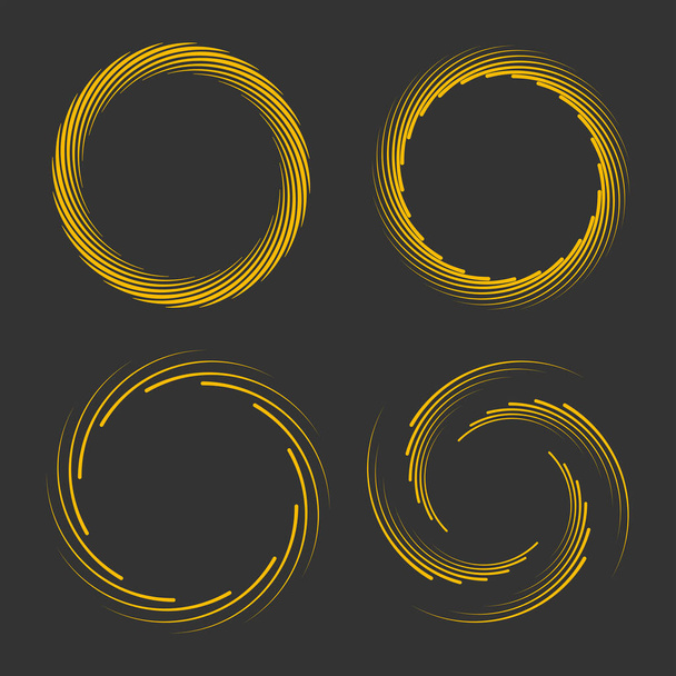 Set of yellow stripes in circle form., vector illustration - Vector, Image