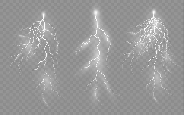 ジッパー、雷雨と効果の雷のセット. - ベクター画像