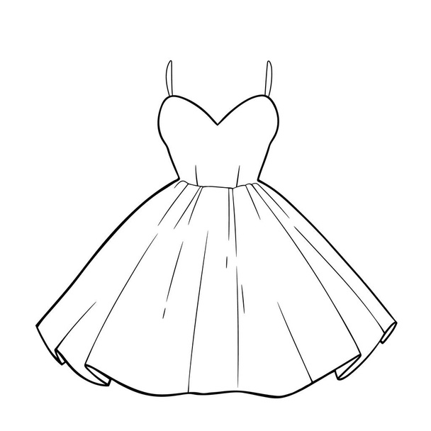 Beautiful romantic summer dress with a fluffy skirt - Vector, Image