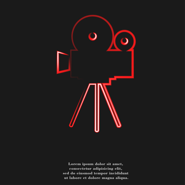 Videokamera-Ikone flach mit abstraktem Hintergrund - Foto, Bild