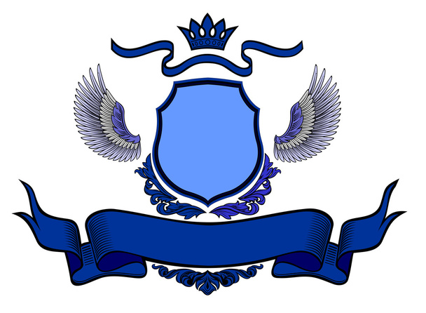 Escudo azul sobre fondo blanco
 - Vector, imagen