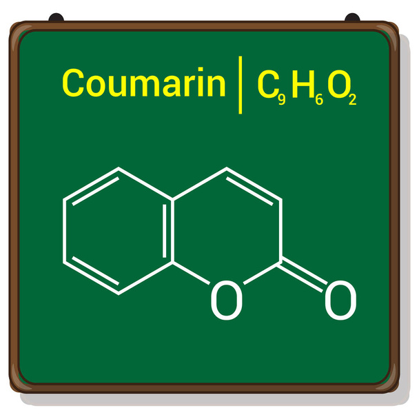 chemical structure of Coumarin (C9H6O2) - Vector, Image