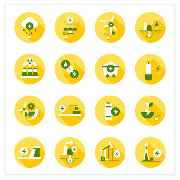 Energy flat icons set - Vector, Image