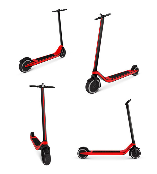 Electric Scooter Realistic Set - Διάνυσμα, εικόνα