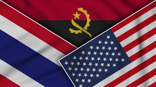 Angola United States of America Thailand Flags Together Fabric Texture Effect Illustration - Photo, Image