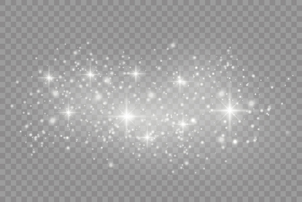 Weiße Funken Licht, funkelnde magische Staubpartikel - Vektor, Bild